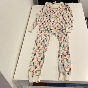 Girls Hanna Anderson Christmas lights long john pajama set size 6-7